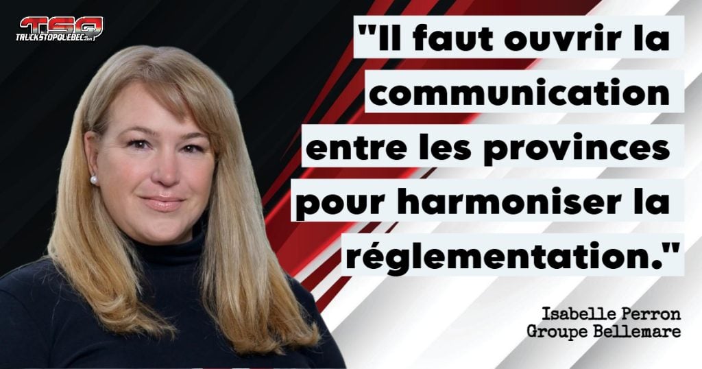 Isabelle Perron, qui discute dans ce podcast du transport des règlements concernant le camionnage hors-normes et du Groupe Bellemare.