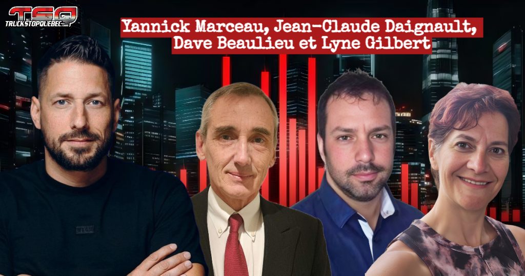 Yannick Marceau, Jean-Claude Daignault, Dave Beaulieu et Lyne Gilbert qui participent à ce podcast du camionnage.