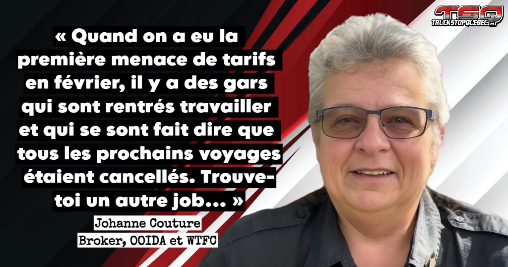 Johanne Couture, qui participe à ce podcast sur le camionnage pour parler de la conduite en conditions routières difficiles et les tarifs douaniers.