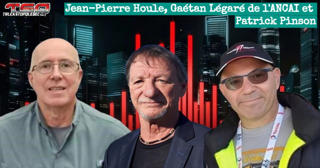 Jean-Pierre Houle, Gaétan Légaré de l'ANCAI, Patrick Pinson et Yves Claval qui discutent dans ce podcast de camionnage, de la manifestation des camionneurs artisans et des véhicules d'époque.