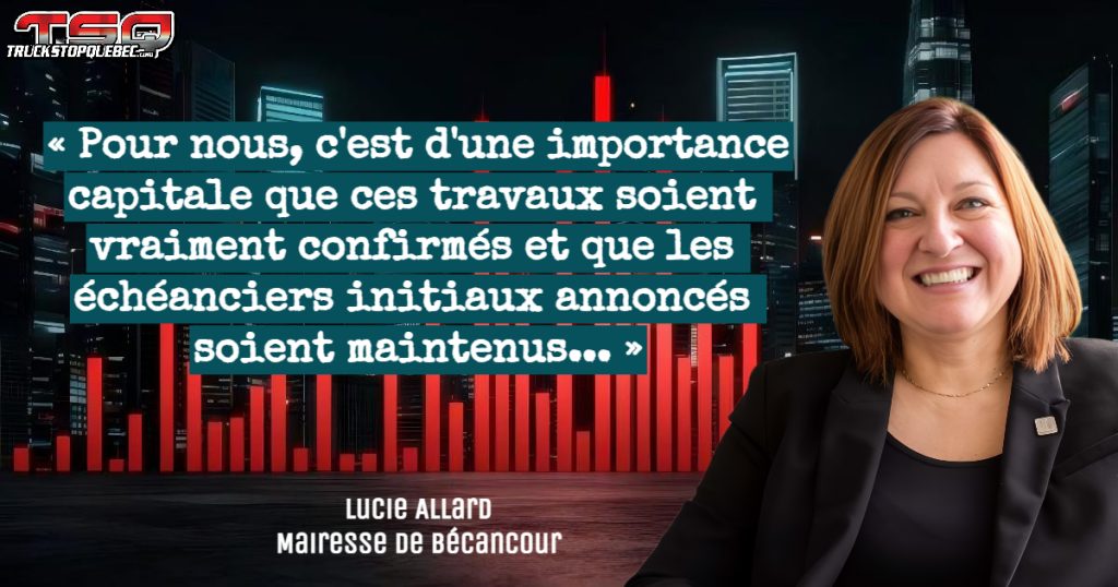 La Mairesse de Bécancour, Mme Lucie Allard, discute du doublement de l'autoroute 55 et l'importance que l'échéancier soit maintenu.