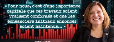 La Mairesse de Bécancour, Mme Lucie Allard, discute du doublement de l'autoroute 55 et l'importance que l'échéancier soit maintenu.