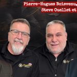 Pierre-Hugues Boisvenu, Dany Lefebvre, Claude Laporte, Steve Ouellet, qui discutent politique, élections 2025 et bien entendu, d'Excellence Peterbilt et de leurs camions!