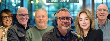 Photo des participants au podcast sur le camionnage, incluant Jean-Pierre Houle, Pierre Labrie du Groupe Bernières, Nathalie Messias, Valérien Perreve, Morgane Affia, Carole Lafond et Virginie Levasseur de Camo-Route, ainsi que François Lapointe, enseignant au Service aux entreprises du Centre de Formation du Transport Routier de Saint-Jérôme, enregistrée lors de la Journée des Employeurs à Mirabel.
