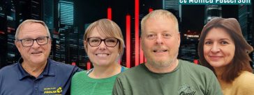 Gilles Tremblay de Prolab, Sophie Jacob, Benoit Therrien et Monica Patterson, qui participent à ce podcast sur l'entretien, la prévention des camions, la manifestation de l'ANCAI et le camionnage.