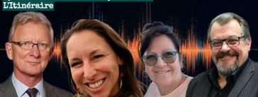 Pierre-Hugues Boisvenu, Marie Saint-Laurent, Sylvie Lacroix et Luc Desjardins, qui participent à ce podcast sur la radio des camionneurs.