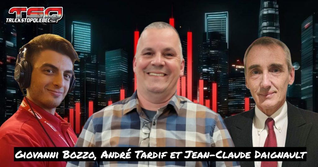 André Tardif de TEC Transport, Giovanni Bozzo de Contrans et Jean-Claude Daignault du syndicat de Contrôle Routier Québec qui participent à ce podcast sur la radio des Camionneurs de Truck Stop Québec.