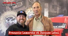 Jacques Lebel, directeur général du Challenge 255, et François Lamarche, président de DL Performance, au studio de Truck Stop Québec pour l'enregistrement du podcast.