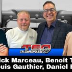 Yannick Marceau, Benoit Therrien, Louis Gauthier et Daniel Breton qui participent à ce podcast sur l'actualité et le camionnage.