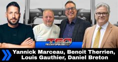 Yannick Marceau, Benoit Therrien, Louis Gauthier et Daniel Breton qui participent à ce podcast sur l'actualité et le camionnage.