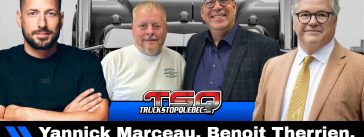 Yannick Marceau, Benoit Therrien, Louis Gauthier et Daniel Breton qui participent à ce podcast sur l'actualité et le camionnage.