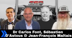 Dr Carlos Font, le maire d'Amos Sébastien D'Astous, Benoit Therrien et Jean-François Maltais, qui participent à ce podcast sur la Radio des Camionneurs de Truck Stop Québec.