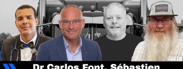 Dr Carlos Font, le maire d'Amos Sébastien D'Astous, Benoit Therrien et Jean-François Maltais, qui participent à ce podcast sur la Radio des Camionneurs de Truck Stop Québec.