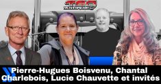 Pierre-Hugues Boisvenu, Chantal Charlebois de SSPT Camionneurs, Benoit Therrien et Lucie Chauvette.