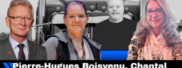 Pierre-Hugues Boisvenu, Chantal Charlebois de SSPT Camionneurs, Benoit Therrien et Lucie Chauvette.
