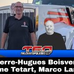 Pierre-Hugues Boisvenu, Guillaume Tetart et Marco Lamoureux qui participent à ce podcast du camionnage.