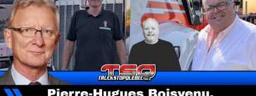 Pierre-Hugues Boisvenu, Guillaume Tetart et Marco Lamoureux qui participent à ce podcast du camionnage.