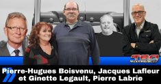 Pierre-Hugues Boisvenu, Jacques Lafleur, Ginette Legault et Pierre Labrie qui discutent politique, actualité, courses, camionnage et la Randonnée des Transporteurs dans ce podcast.