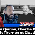 Jason Quirion, Charles Pellerin, Benoit Therrien et Claude Gizelo de Prince Logistique, qui discutent dans ce pocast du camionnage du stratagème Chauffeur Inc et de courses de camions.