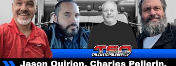 Jason Quirion, Charles Pellerin, Benoit Therrien et Claude Gizelo de Prince Logistique, qui discutent dans ce pocast du camionnage du stratagème Chauffeur Inc et de courses de camions.