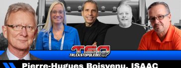 Pierre-Hugues Boisvenu, Mélanie Simard et André Durocher de ISAAC Instruments, Benoit Therrien et Michel Paquette de Avantages Camionneurs, qui parlent dans ce podcast de l'industrie du Camionnage.