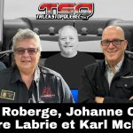 Vital Roberge de Permis Plus, Johanne Coutur, Benoit Therrien, Pierre Labrie et Karl McLellan de Bernières, qui parlent de formation, sécurité, embauche des chauffeurs et de la Semaine Nationale du Camionnage.