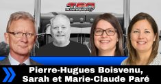 Pierre-Hugues Boisvenu, Benoit Therrien, Sarah Paré et Marie-Claude Paré discutent sur La Radio des Camionneurs.