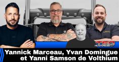 Yannick Marceau, Yvan Domingue et Yanni Samson en compagnie de Benoit Therrien pour parler de la route et du camionnage sur la radio des camionneurs de Truck Stop Québec.