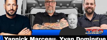 Yannick Marceau, Yvan Domingue et Yanni Samson en compagnie de Benoit Therrien pour parler de la route et du camionnage sur la radio des camionneurs de Truck Stop Québec.