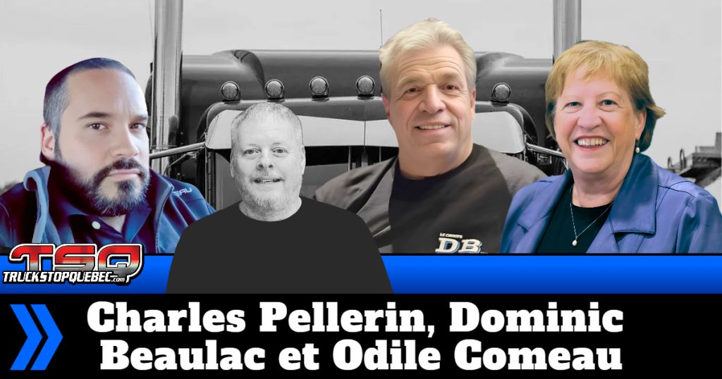 Charles Pellerin, Dominic Beaulac et Odile Comeau, qui participent avec Benoit Therrien à ce podcast du camionnage, la radio des camionneurs.