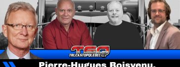 Pierre-Hugues Boisvenu, Claude Quirion et Patrick Gagnon de Trans-West, jasent avec Benoit Therrien de Truck Stop Québec sur la Radio des camionneurs.