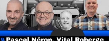 Pascal Néron, Vital Roberge et André Tardif, qui discutent camionnage avec Benoit Therrien sur la radio des camionneurs de Truck Stop Québec.