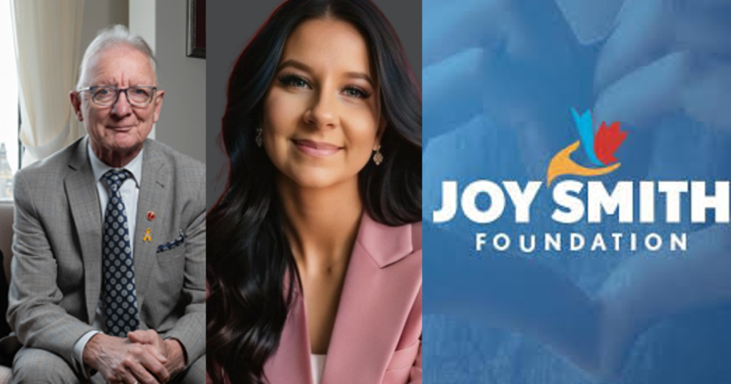 Pierre-Hugues Boisvenu, Kim Dizazzo de DMB Distribution Alimentaire et la Fondation Joy Smith discutent criminalité, trafic humain dans le secteur du transport et camionnage.