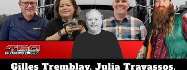 Gilles Tremblay, Julia Travassos, André Tardif et Louis-Maxime Voyer, qui participent à ce podcast avec Benoit Therrien sur la radio des camionneurs de Truck Stop Québec.