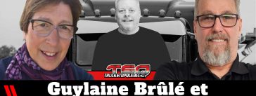 Guylaine Brûlé et Yvan Domingue, qui participent à la radio des camionneurs au micro de Benoit Therrien sur Truck Stop Québec.