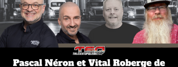 Vital Roberge, Pascal Néron, tous deux de Permis Plus, ainsi que Benoit Therrien et le camionneur Jean-François Maltais, sur la radio de Truck Stop Québec.