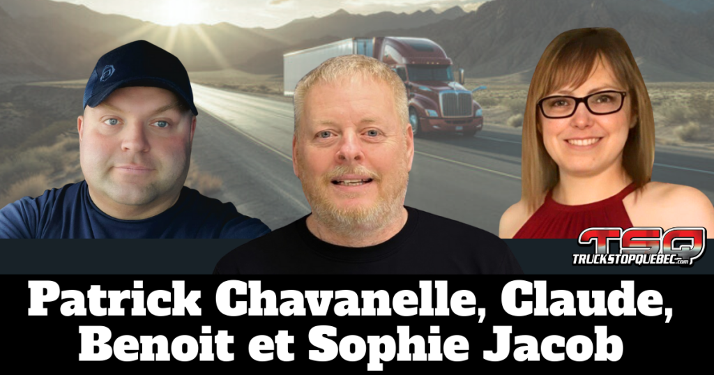 Sur l'image, photos de Patrick Chavanelle, Benoit Therrien et Sophie Jacob qui participent avec Claude à la radio des camionneurs de Truck Stop Québec.