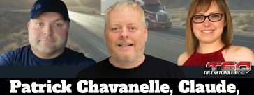 Sur l'image, photos de Patrick Chavanelle, Benoit Therrien et Sophie Jacob qui participent avec Claude à la radio des camionneurs de Truck Stop Québec.