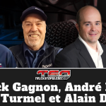 Patrick Gagnon de Trans-West, André Denis de Provigo, Dany Turmel et Alain Delisle de Volvo Trucks Canada, qui participent à ce podcast sur la radio des camionneurs de Truck Stop Québec.
