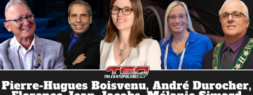 Pierre-Hugues Boisvenu, André Durocher, Mélanie Simard, Roger Sigouin et Florence Jean-Jacobs qui participent à ce podcast sur la radio des camionneurs de Truck Stop Québec.