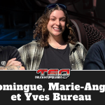 Yvan Domingue, Marie-Ange Dupré de Grayson Transport et Yves Bureau, camionneur, qui discutent camionnage sur Truck Stop Québec.