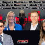Pierre-Hugues Boisvenu, Mélanie Simard, Jean-Sébastien Bouchard, André Durocher (tous trois d'ISAAC Instruments), Giovanni Bozzo et Melanie Sayag, qui participent au podcast de TSQ, la radio des camionneurs.