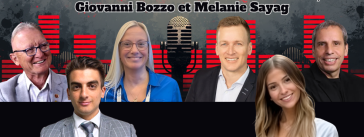 Pierre-Hugues Boisvenu, Mélanie Simard, Jean-Sébastien Bouchard, André Durocher (tous trois d'ISAAC Instruments), Giovanni Bozzo et Melanie Sayag, qui participent au podcast de TSQ, la radio des camionneurs.