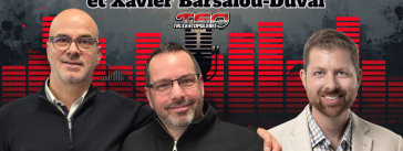 Sébastien Roy du CFTR, Dave Beaulieu du CFTC et Xavier Barsalou-Duval du Bloc Québécois, qui participent à ce podcast sur la radio des camionneurs.