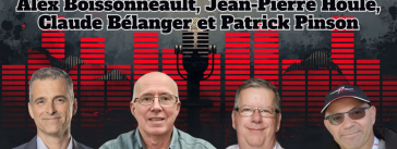 Alex Boissonneault, Jean-Pierre Houle, Claude Bélanger et Patrick Pinson, qui participent à ce podcast sur la SAAQ, le camionnage et la situation météo en France.