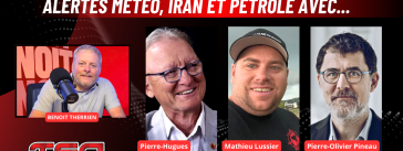Pierre-Hugues Boisvenu, Mathieu Lussier et Pierre-Olivier Pineau au micro de Benoit Therrien sur la radio des camionneurs de Truck Stop Québec.