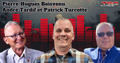 Pierre-Hugues Boisvenu, André Tardif et Patrick Turcotte qui participent à ce podcast sur la radio des camionneurs de Truck Stop Québec.