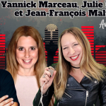 Yannick Marceau, Julie Lesage et Jean-François Maltais, au micro de Marie Saint-Lo sur la radio des camionneurs de Truck Stop Québec.