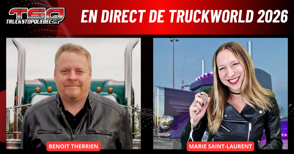 Benoit Therrien et Marie Saint-Laurent qui, dans ce podcast, nous parlent en direct du TruckWorld de Mississauga, le plus grand salon du camionnage au pays.