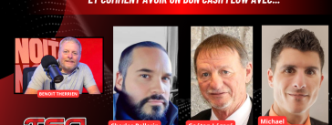 Charles Pellerin, Gaétan Légaré et Michael Deschambault au micro de l'expert en transport Benoit Therrien, de Truck Stop Québec.